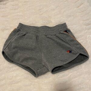 Aviator Nation Gray Athletic Shorts with Rainbow Logo Trim